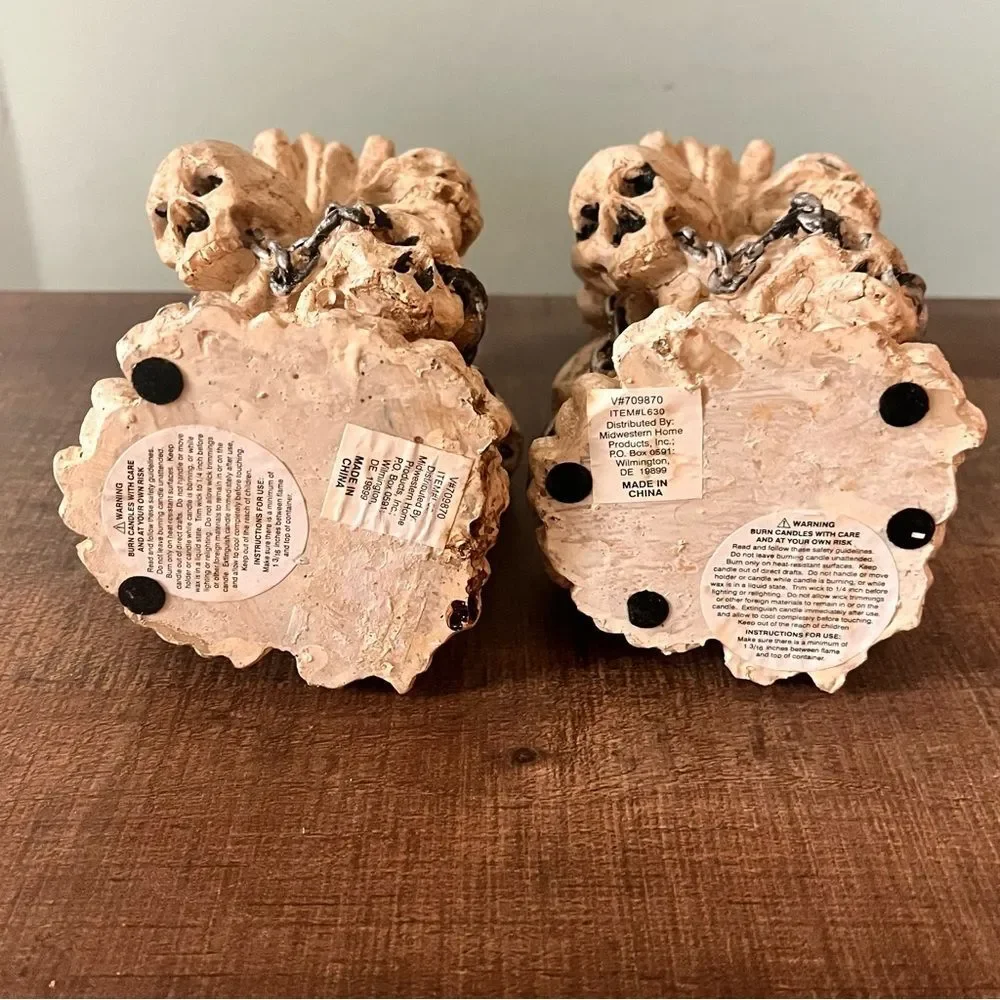 Halloween Skull Candlestick holders set of 2